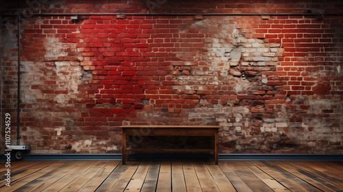 Old red brick wall background, wide panorama of masonry with real mode.