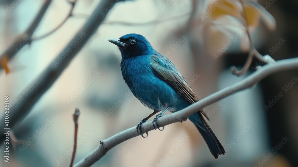 Obraz premium Blue bird on tree branch