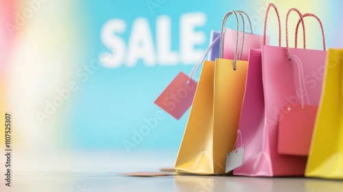 Colorful Shopping Bags Ready for Sale Promotions and Discounts photo