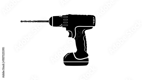 electric drill , black isolated silhouette