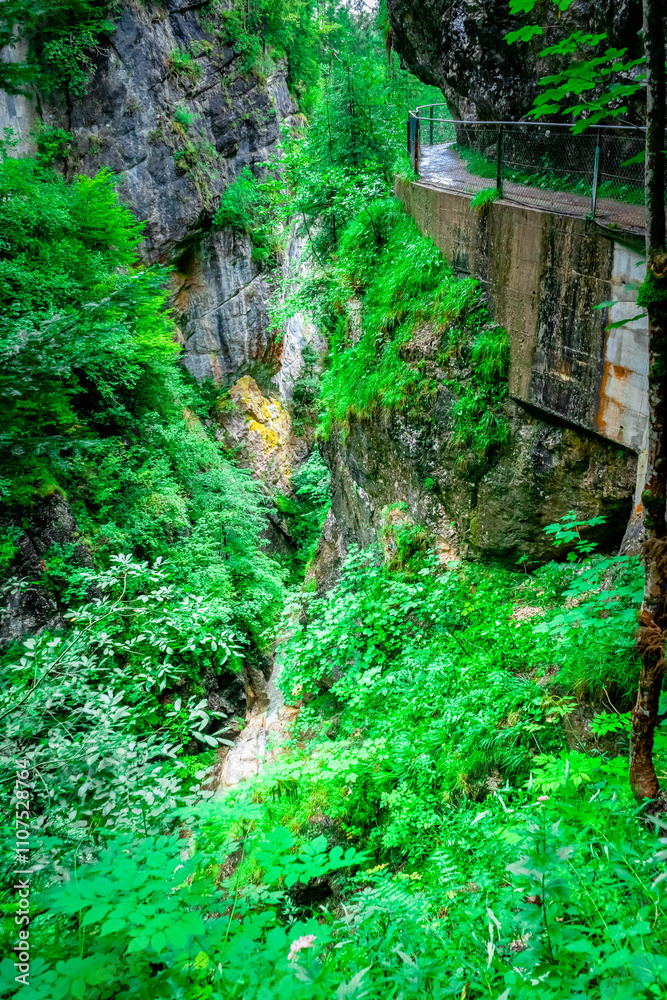 Obraz premium Hiking through the Giessenbach Gorge in Bavaria Germany