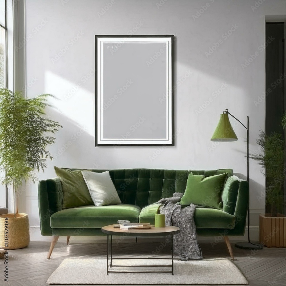 Sophisticated Wall Art Mockup in a Modern Home with a Focus on Elegance Sophisticated Wall Art Mockup in a Modern Home with a Focus on Elegance