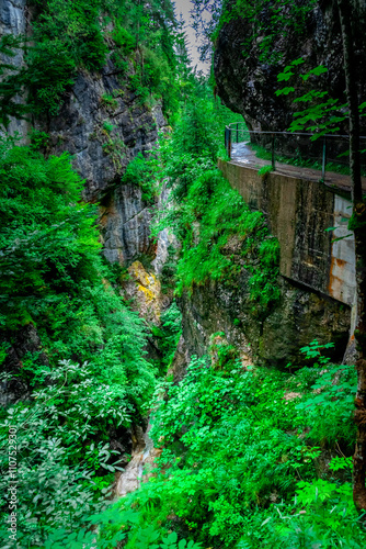 Hiking through the Giessenbach Gorge in Bavaria Germany photo