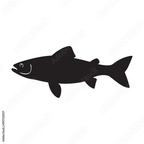 Atlantic salmon fish silhouette vector illustration