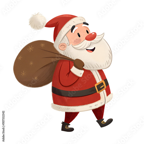 Christmas Santa Illustration on Clear Background