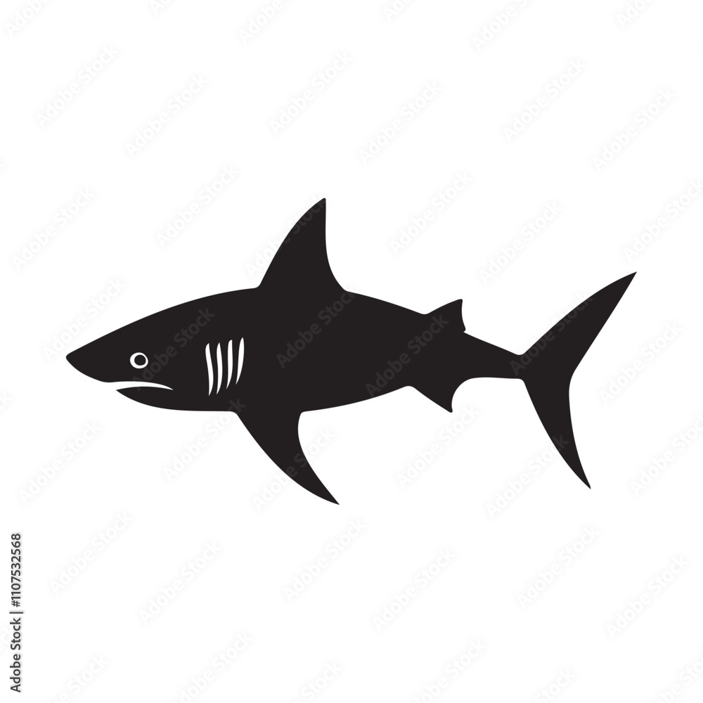 Fototapeta premium Shark fish silhouette vector illustration