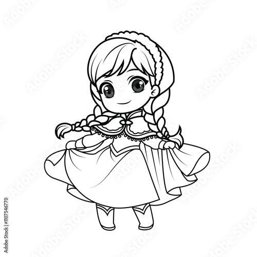 Принти на полотні Adorable chibi girl with big eyes