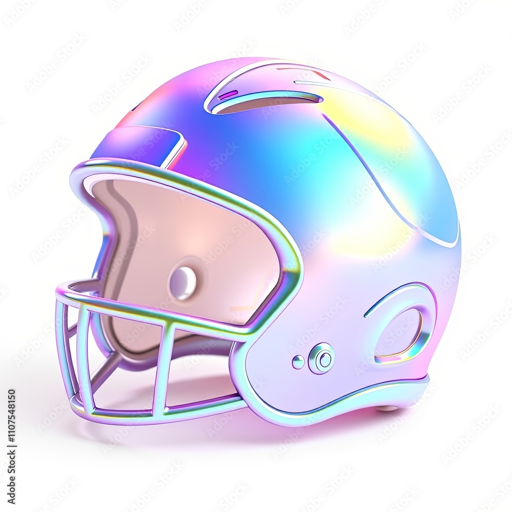 Fototapeta premium Football Gear Icon in Iridescent, Cheerful Style for Transparent Overlays, High-Resolution 3D Illustration