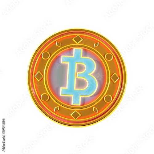 3D Holographic Coin Toss Icon with Enchanted Glowing-Rune Aesthetic for Whimsical Digital Backgrounds, Copy Space