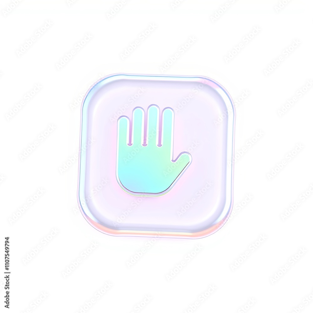 Fototapeta premium 3D Icon of Worker Rights, Joyful Iridescent Transparent Overlay, Ideal for Marketing Materials, High-Resolution Design