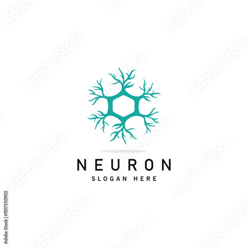 simple neuron logo design.  nerve cell icon. Logo of neurology science, neurology clinic. Human central nervous system