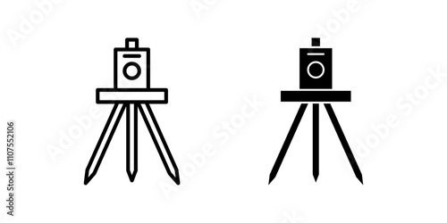 theodolite Icon set. Symbol isolated white background. vector illustration. color editable.