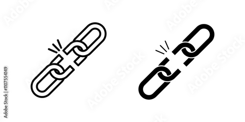 Broken link Icon set. Symbol isolated white background. vector illustration. color editable.