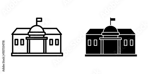 City hall building Icon set. Symbol isolated white background. vector illustration. color editable.