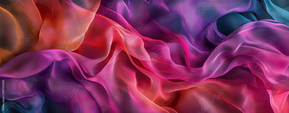 Vivid Abstract Fabric Waves in Rich Color Palette of Purple, Pink, and Orange Creating a Dreamy and Artistic Background for Textures and Designs Vivid Abstract Fabric Waves in Rich Color Palette of Purple, Pink, and Orange Creating a Dreamy and Artistic Background for Textures and Designs