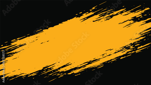 Abstract Diagonal Brush Stroke: Bold Orange and Black Contrast
