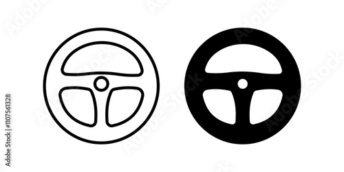 Steering wheel Icon set. Symbol isolated white background. vector illustration. color editable.