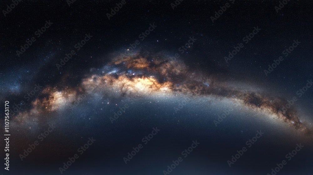Obraz premium A magnificent view of the Milky Way galaxy stretching across the sky, illuminating the night with countless stars