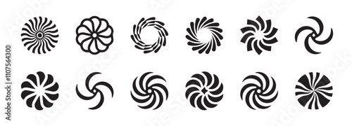 Spiral swirl symbols set, vector illustration