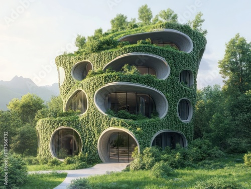 Regenerative eco-friendly structures that repair ecosystems and promote environmental health through sustainable design photo