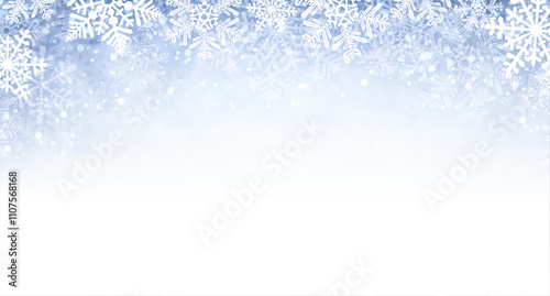 Vector illustration of a soft winter background featuring delicate white snowflakes and a light gradient design.