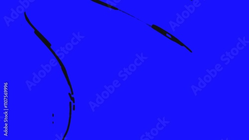 Water waves into the boat. On isolated blue background. Video looped, loop.