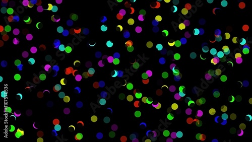 Beautiful illustration of colorful particles on plain black background