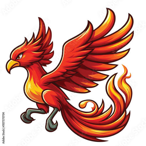 A phoenis firebird fly cartoon art vector