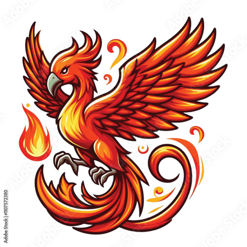 A phoenis firebird fly cartoon art vector