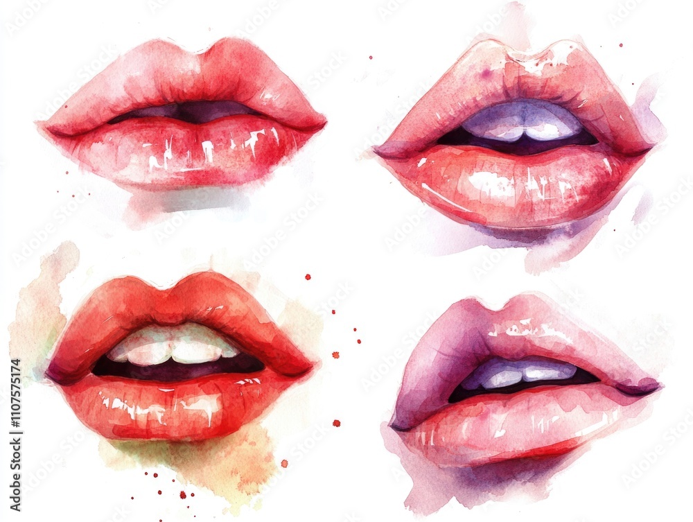 Obraz premium Watercolor lip paintings