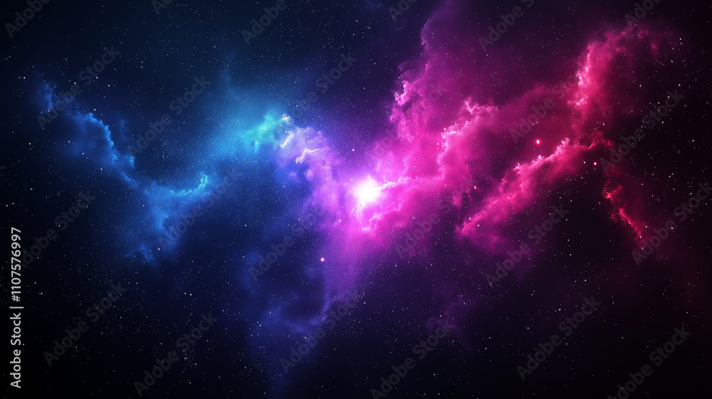 Fototapeta premium Cosmic Nebulae, Vibrant Pink and Blue Nebula in Space. Concept of the universe, space exploration, and astronomy.