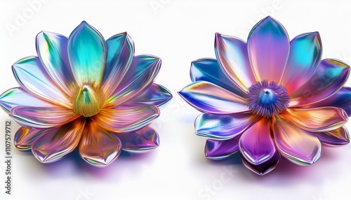 Iridescent flower on isolated white background