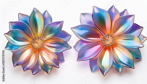 Iridescent flower on isolated white background