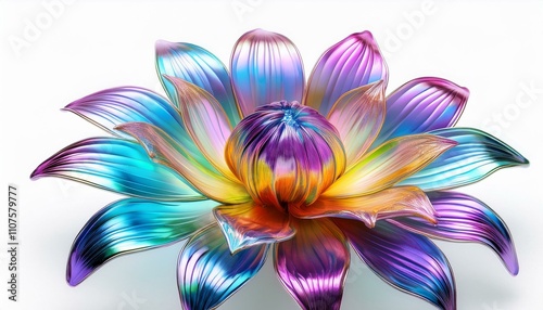 Iridescent flower on isolated white background
