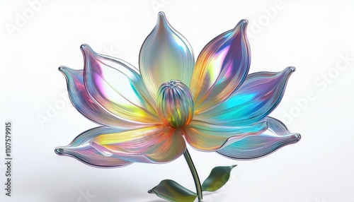 Iridescent flower on isolated white background