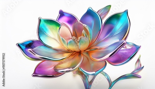 Iridescent flower on isolated white background