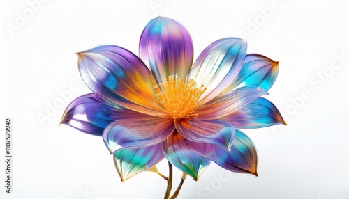 Iridescent flower on isolated white background