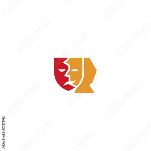 Man with double mask logo idea.