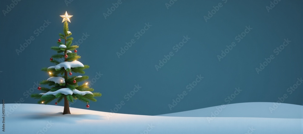 Minimalist illustration Beautiful Christmas tree design with winter decorations