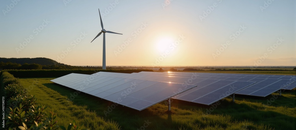 Obraz premium Sustainable Energy Innovation A creative representation of the future with eco-friendly solar power and environmental solutions
