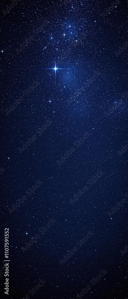 Obraz premium Shimmering starfield on a clear dark blue background, dark blue, celestial bodies, galaxy