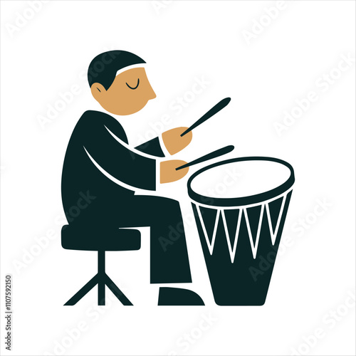 Drummer Harpist Singer Concert,  Man Drum Icon vector illustration logo design