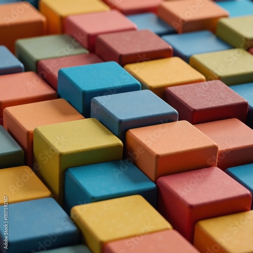 Unity-promoting cubes symbolize teamwork  diversity emphasizing equality  anti-racism efforts photo