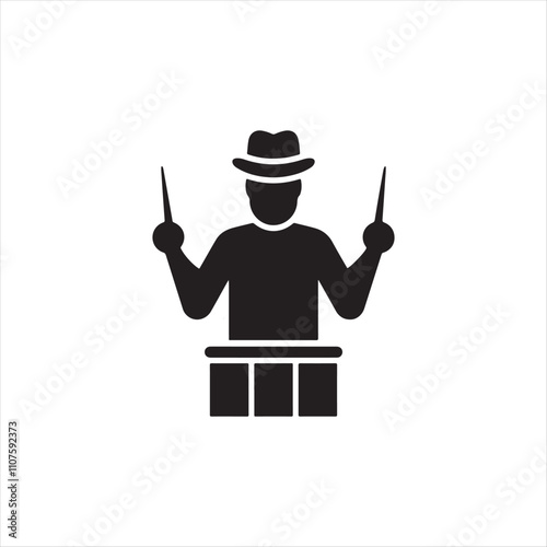 Drummer Harpist Singer Concert,  Man Drum Icon vector illustration logo design