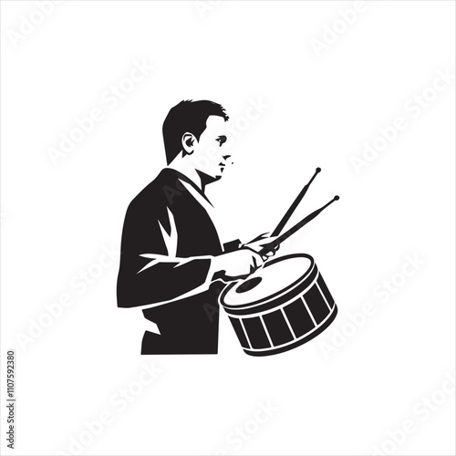 Drummer Harpist Singer Concert,  Man Drum Icon vector illustration logo design