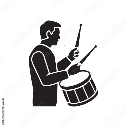 Drummer Harpist Singer Concert,  Man Drum Icon vector illustration logo design