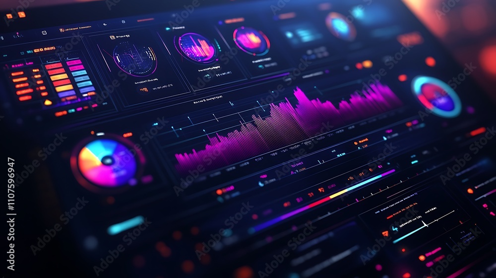Fototapeta premium Modern data visualization and analysis technology overview