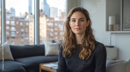 Free Download Woman posing in modern apartment urban lifestyle portrait - GFXLoad
