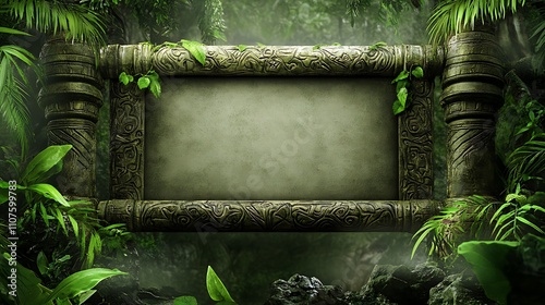 Fototapeta Naklejka Na Ścianę i Meble -  Blank ornate jungle frame.