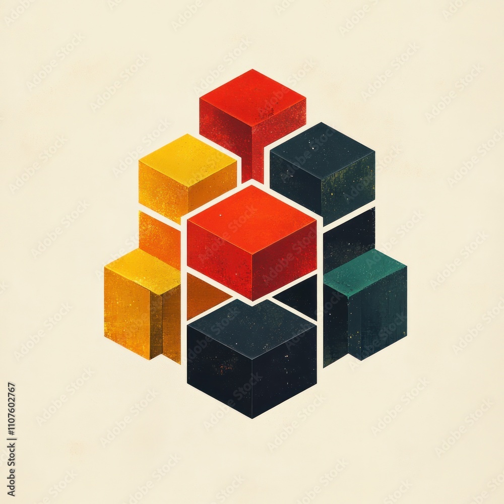 Obraz premium Abstract geometric design of colorful cubes.